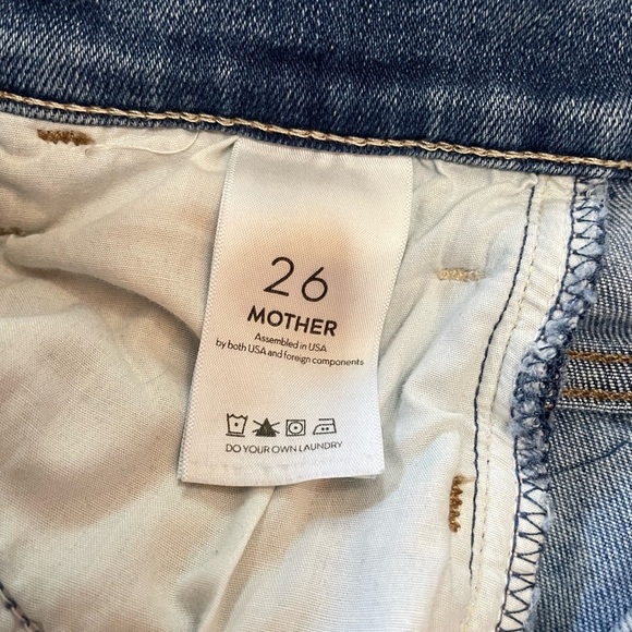 MOTHER The Hustler Ankle Fray Jeans Satisfaction Guaranteed Med Blue Wash Sz 26 - Picture 10 of 13